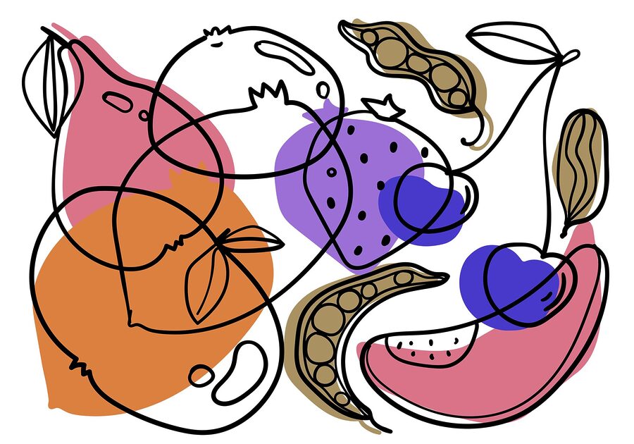 Desenho de diferentes frutos