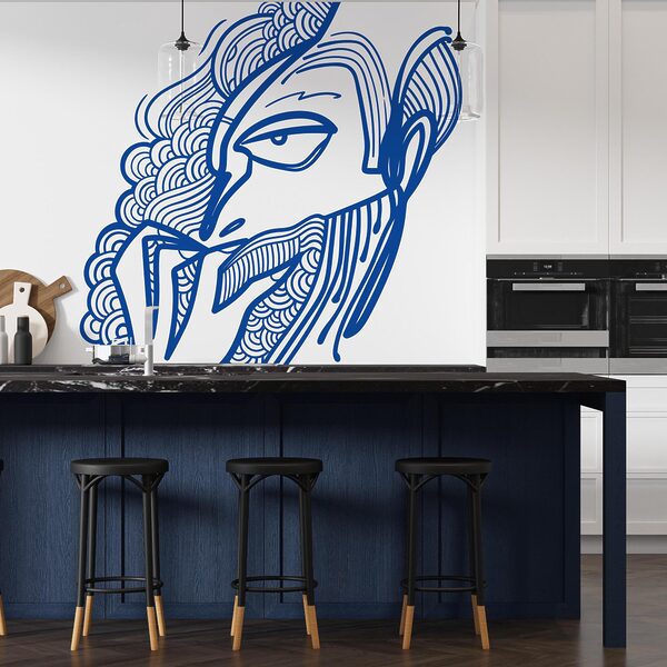 Desenho de um homem com a mão na boca Desenho de um homem com a mão na boca