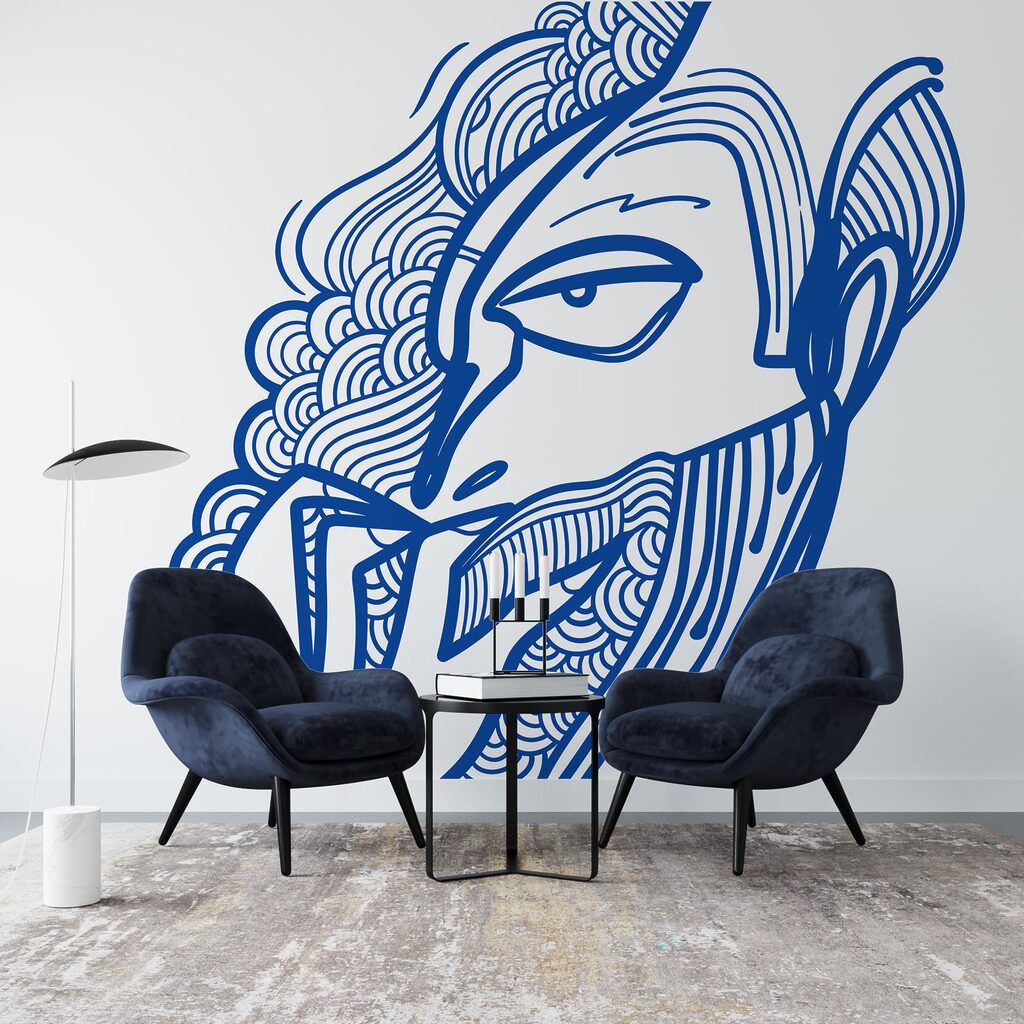 Desenho de um homem com a mão na boca