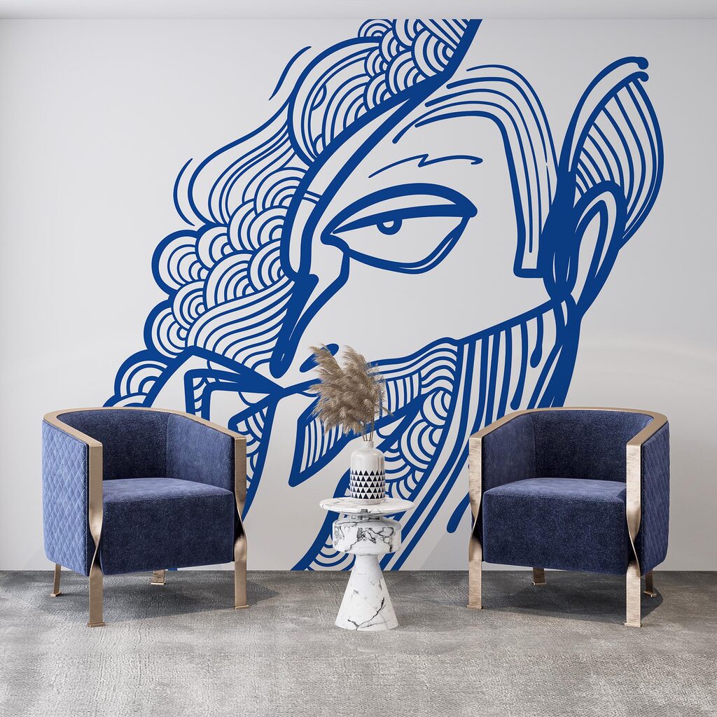 Desenho de um homem com a mão na boca