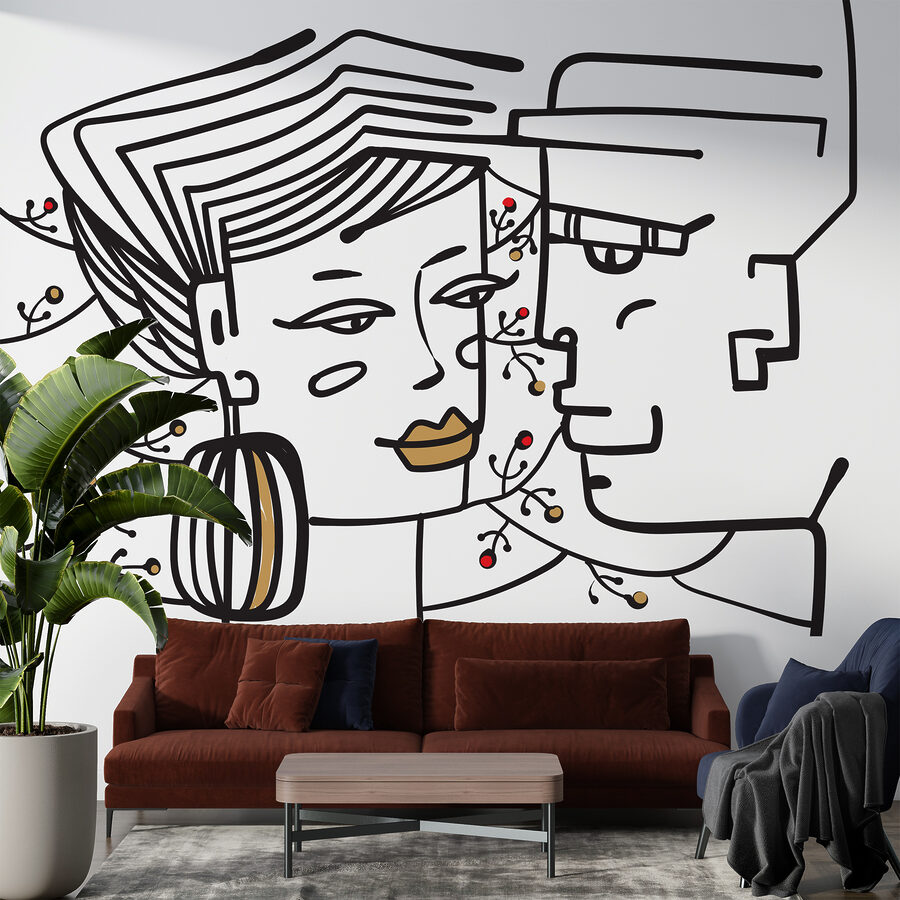 Wall murals Drawing of a man and a woman