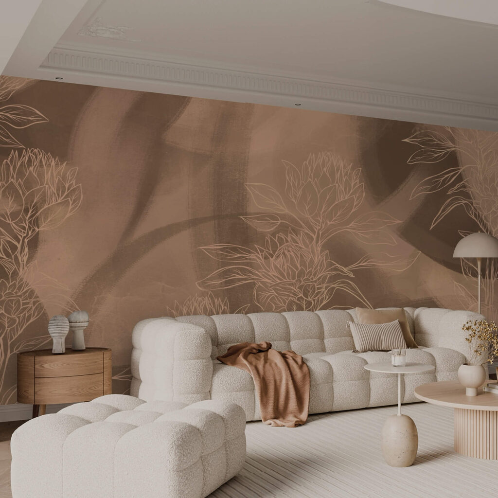 Contornos florais num fundo quente