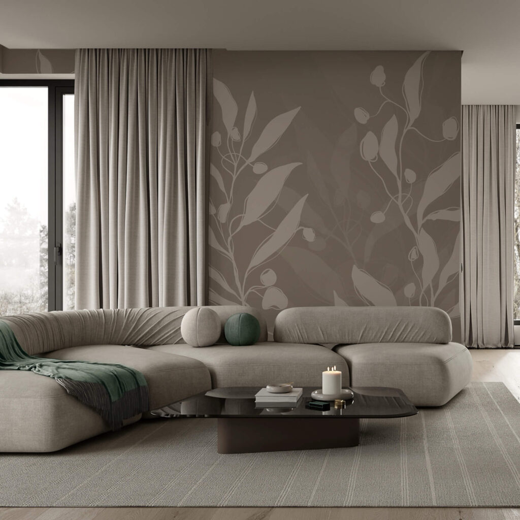 Desenho botânico suave sobre um fundo neutro Desenho botânico suave sobre um fundo neutro