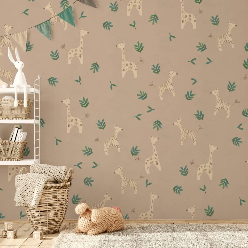 Padrão de girafas e folhas