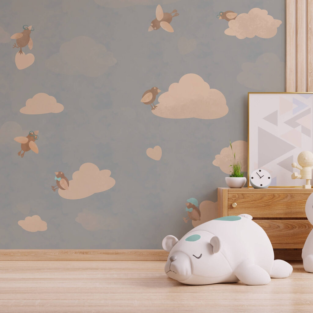 Padrão de pássaros a voar no céu