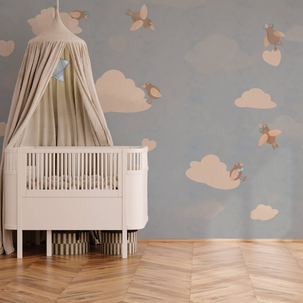 Padrão de pássaros a voar no céu