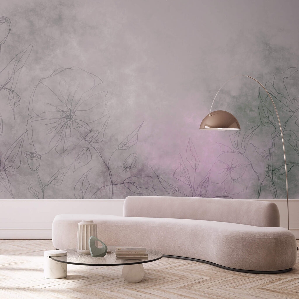 Desenho de flores numa superfície branca