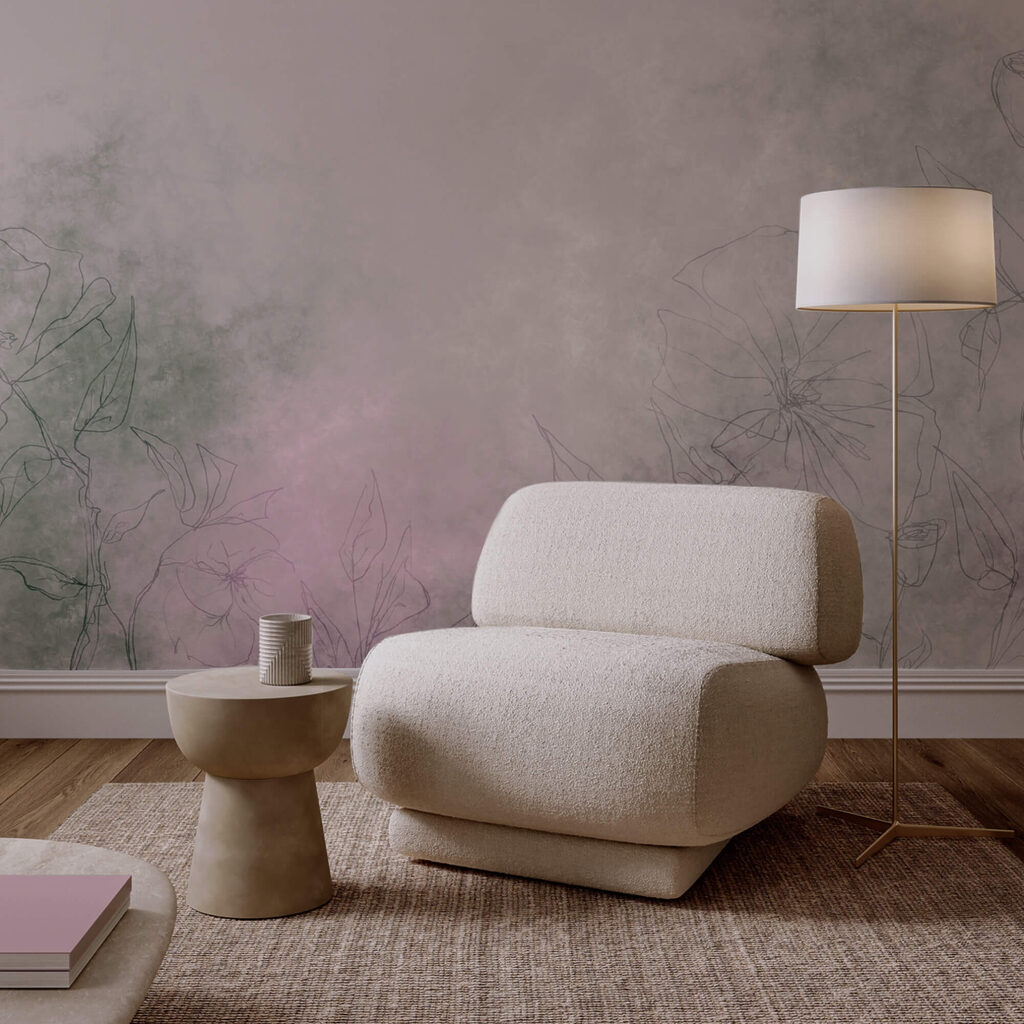 Desenho de flores numa superfície branca