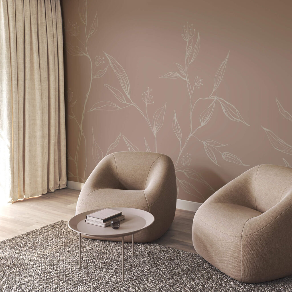 Folhas delicadas num fundo pastel suave