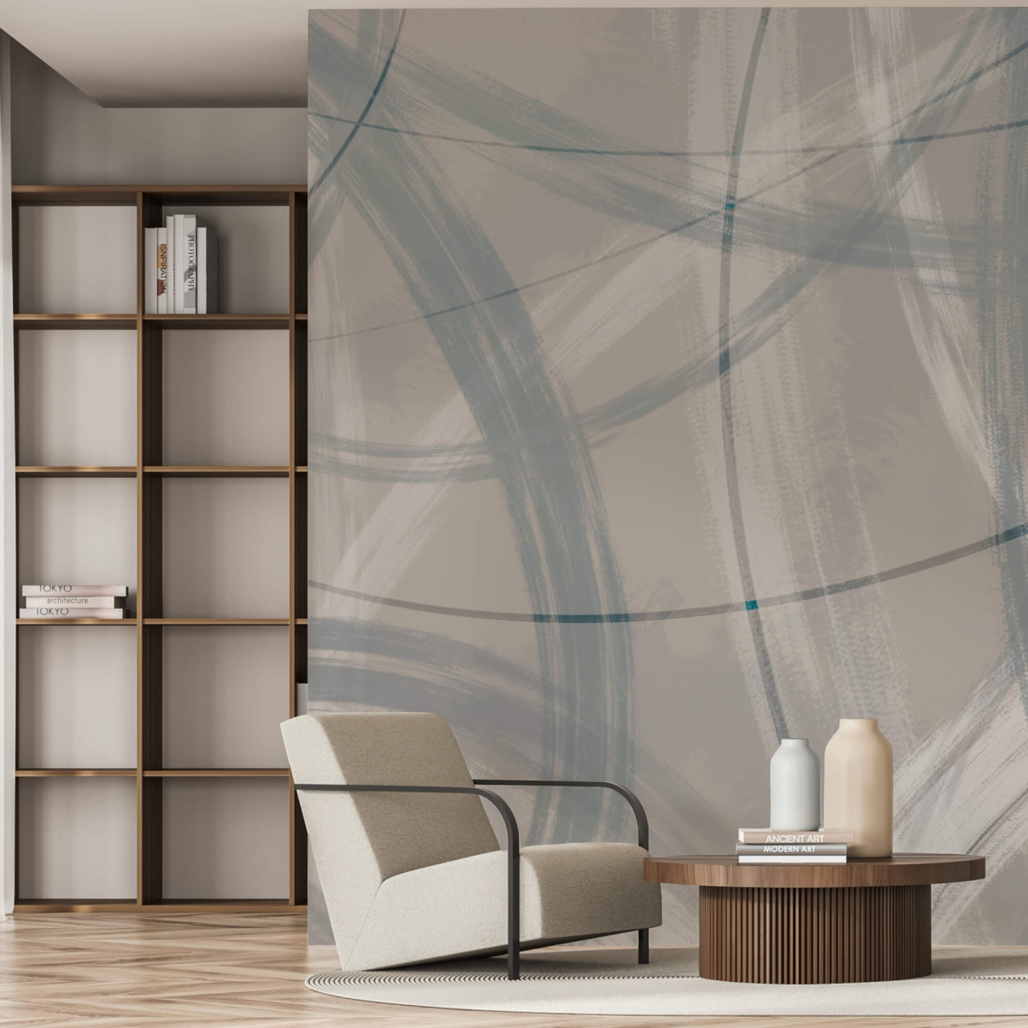 Fundo cinzento e branco com círculos e linhas