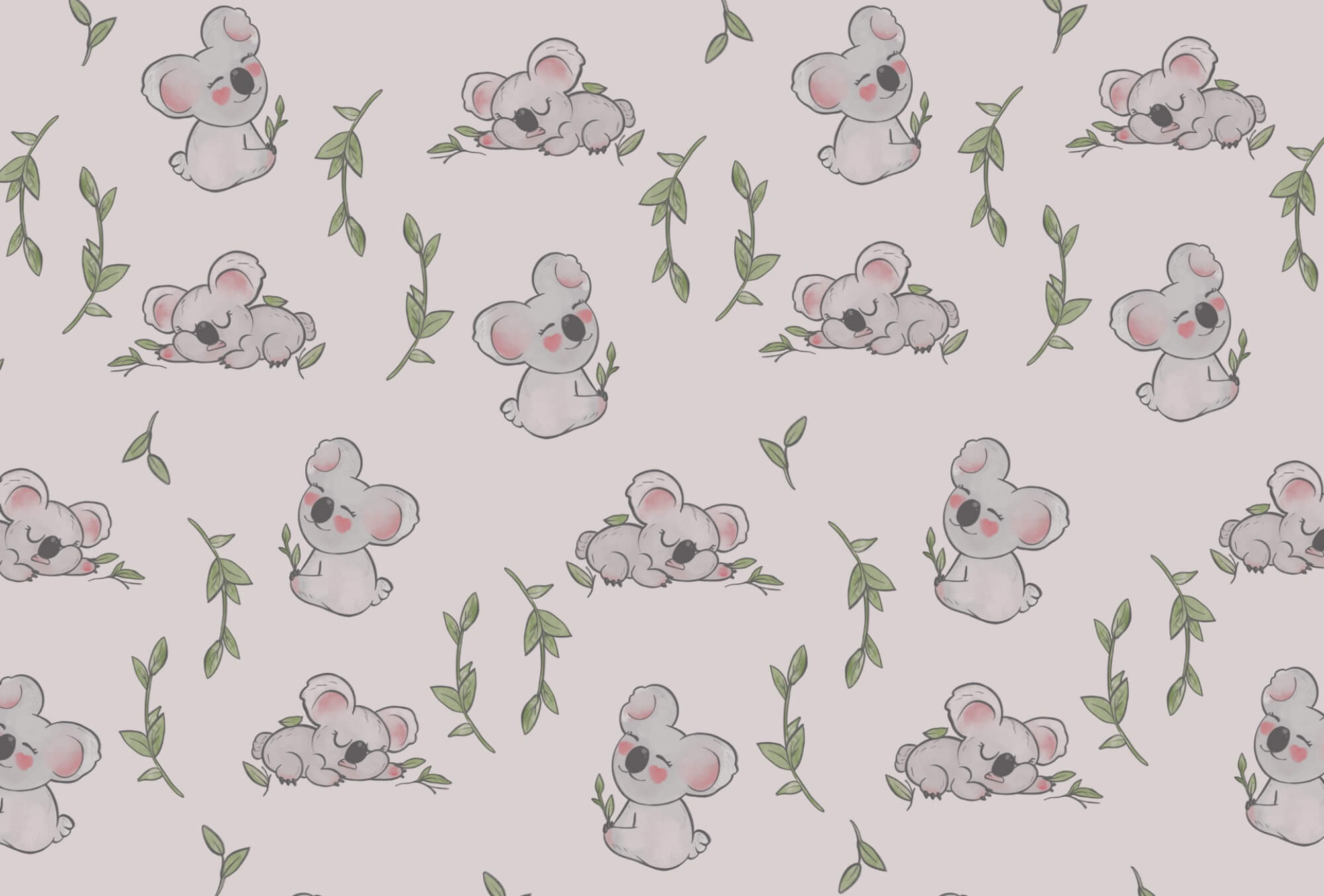 Pattern of koalas and leaves