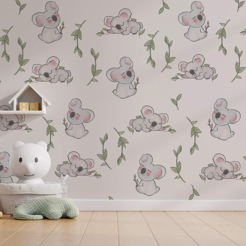 Padrão de koalas e folhas