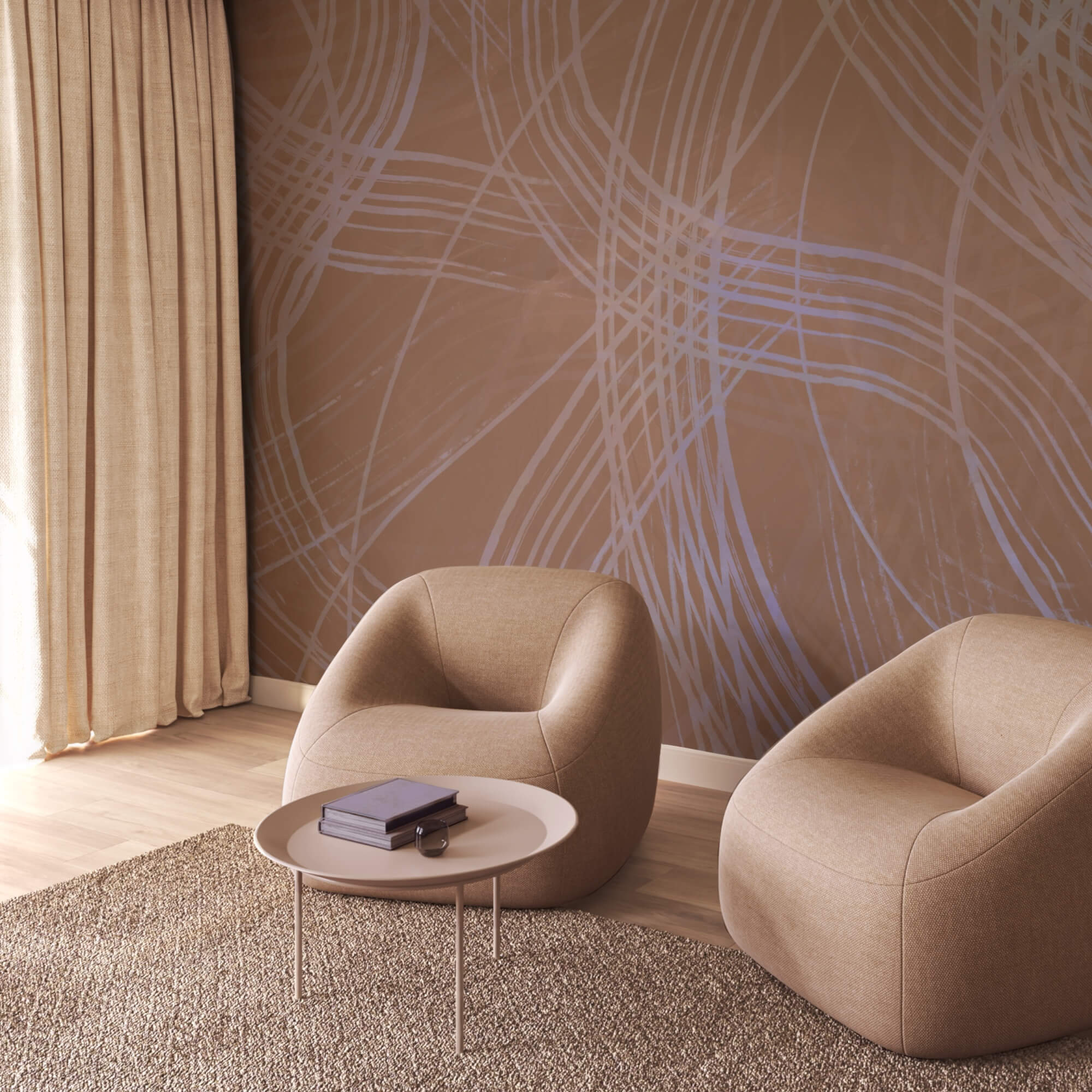 Superfície castanha com linhas brancas