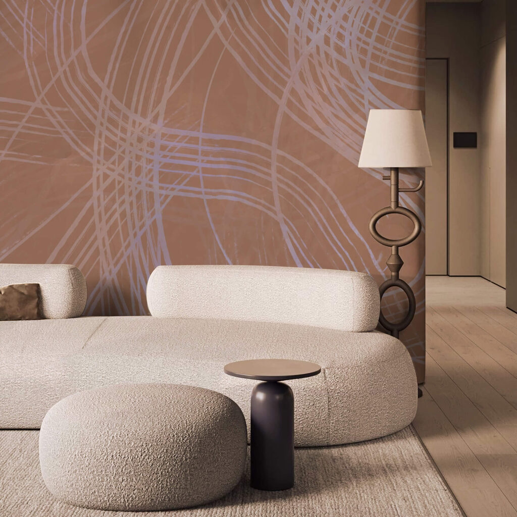 Superfície castanha com linhas brancas