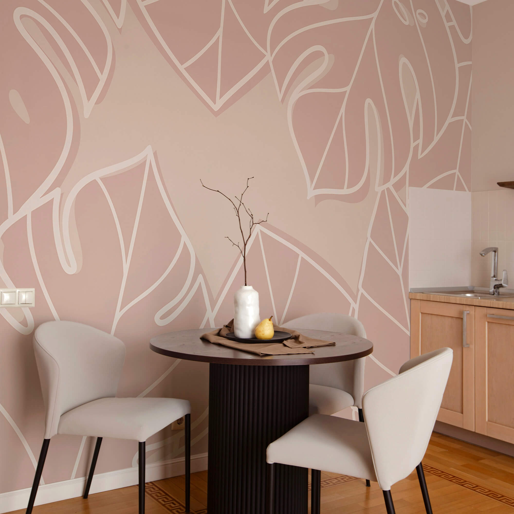 Padrão de folhas cor-de-rosa e branco Padrão de folhas cor-de-rosa e branco