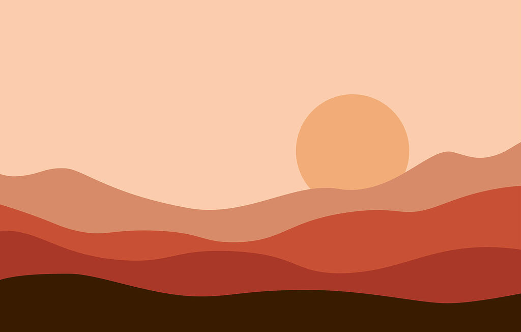 Pôr do sol sobre um deserto Pôr do sol sobre um deserto