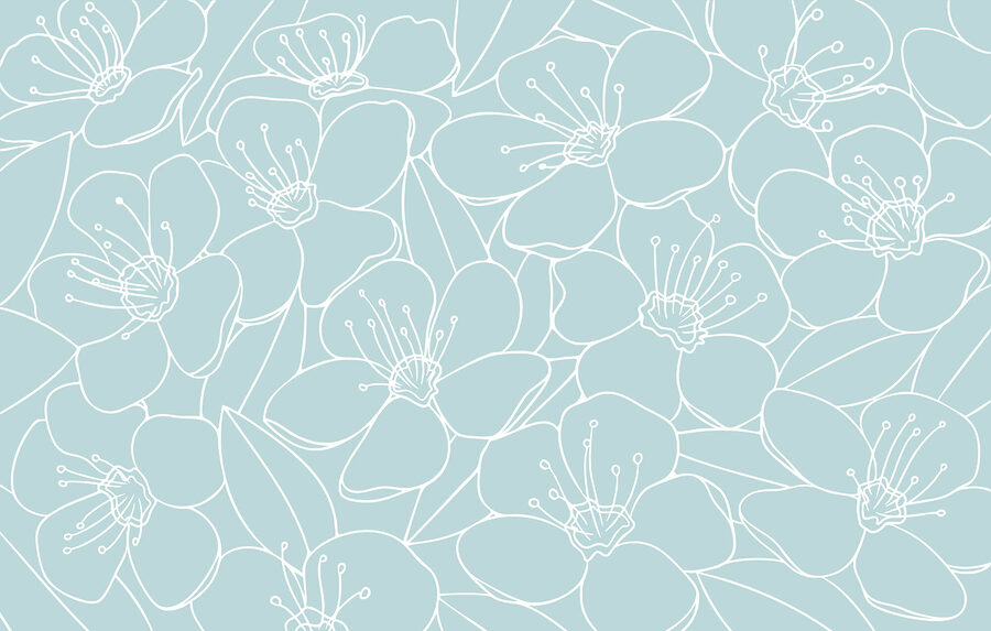Padrão de flores sobre um fundo azul