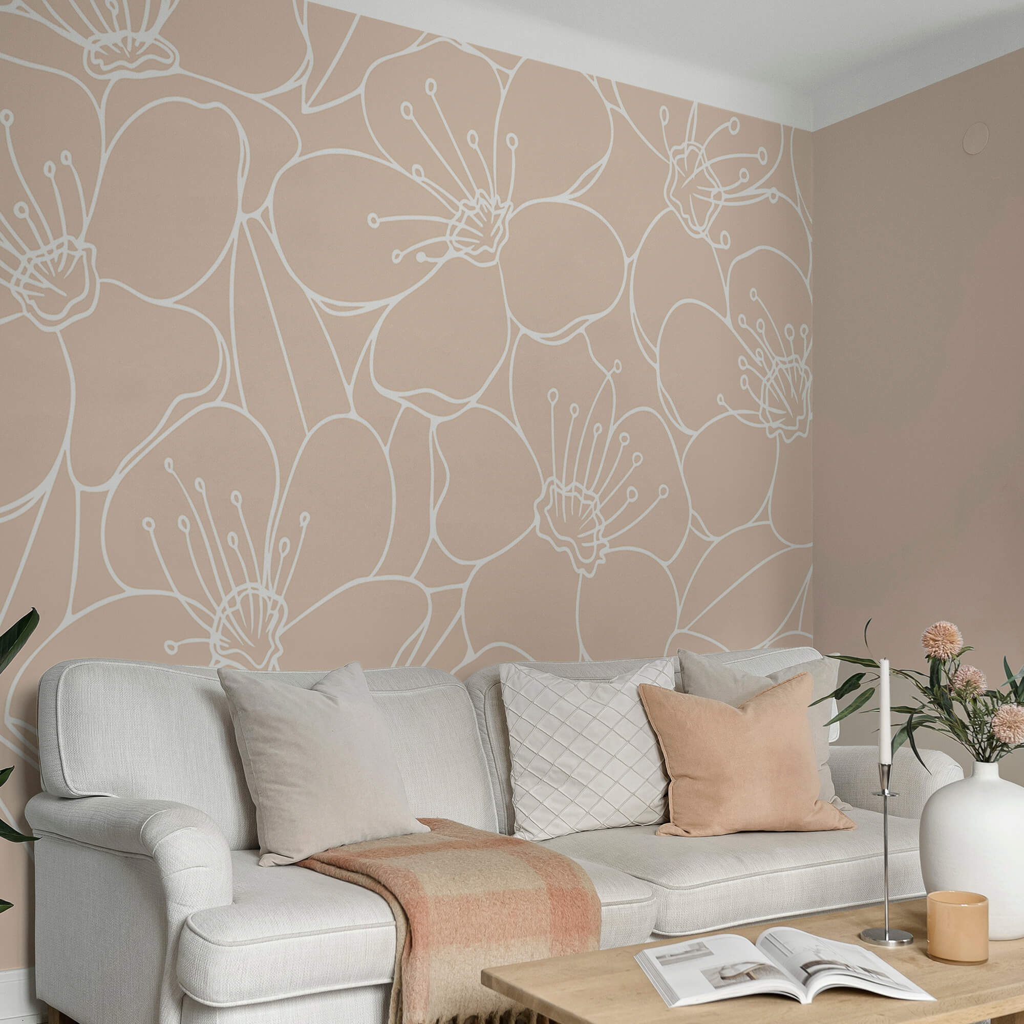 Padrão de flores e folhas Padrão de flores e folhas