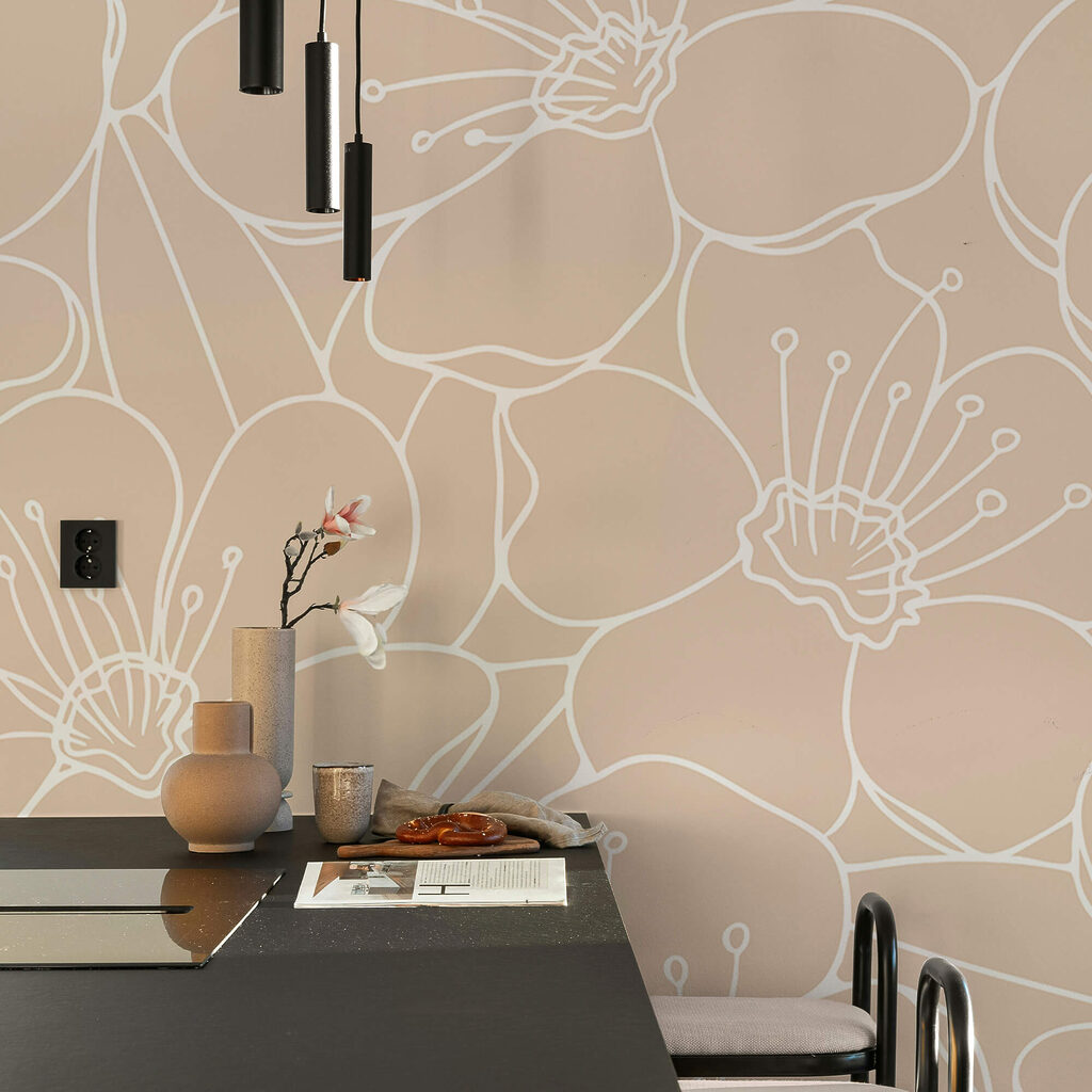 Padrão de flores e folhas Padrão de flores e folhas