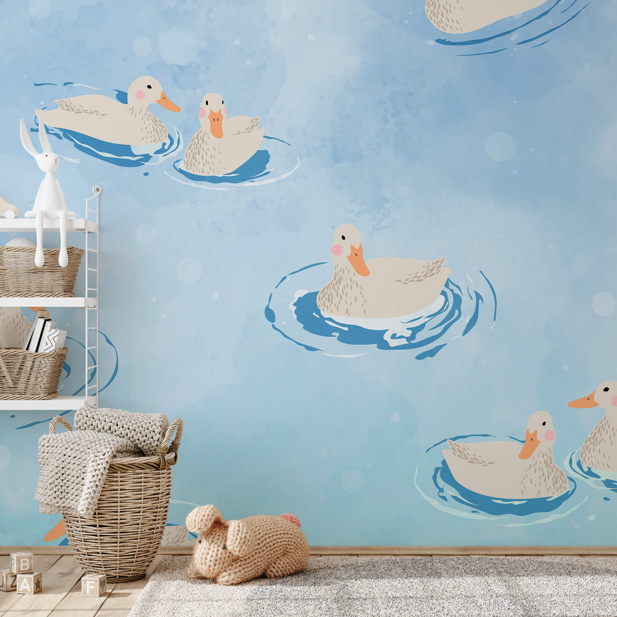 Grupo de patos a nadar na água