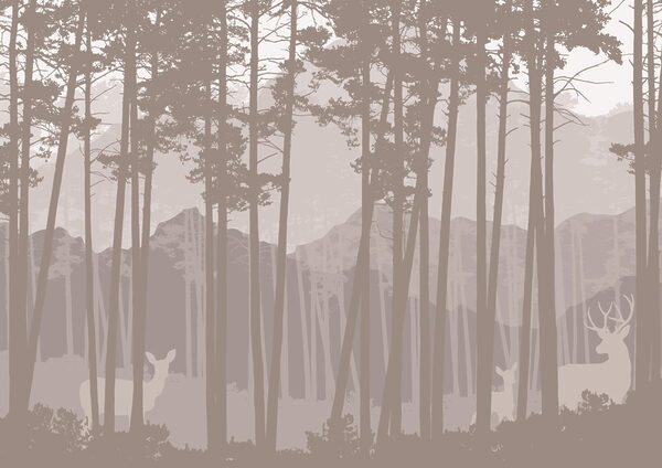Grupo de veados numa floresta Grupo de veados numa floresta
