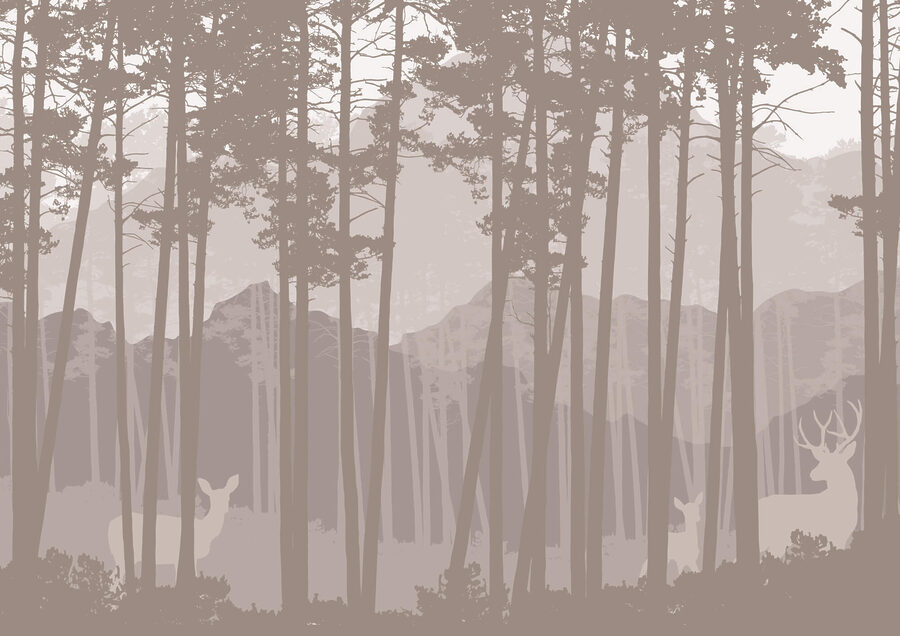Grupo de veados numa floresta