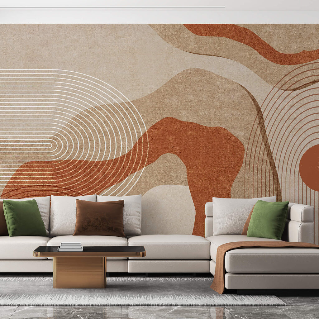 Arte abstrata a castanho e branco