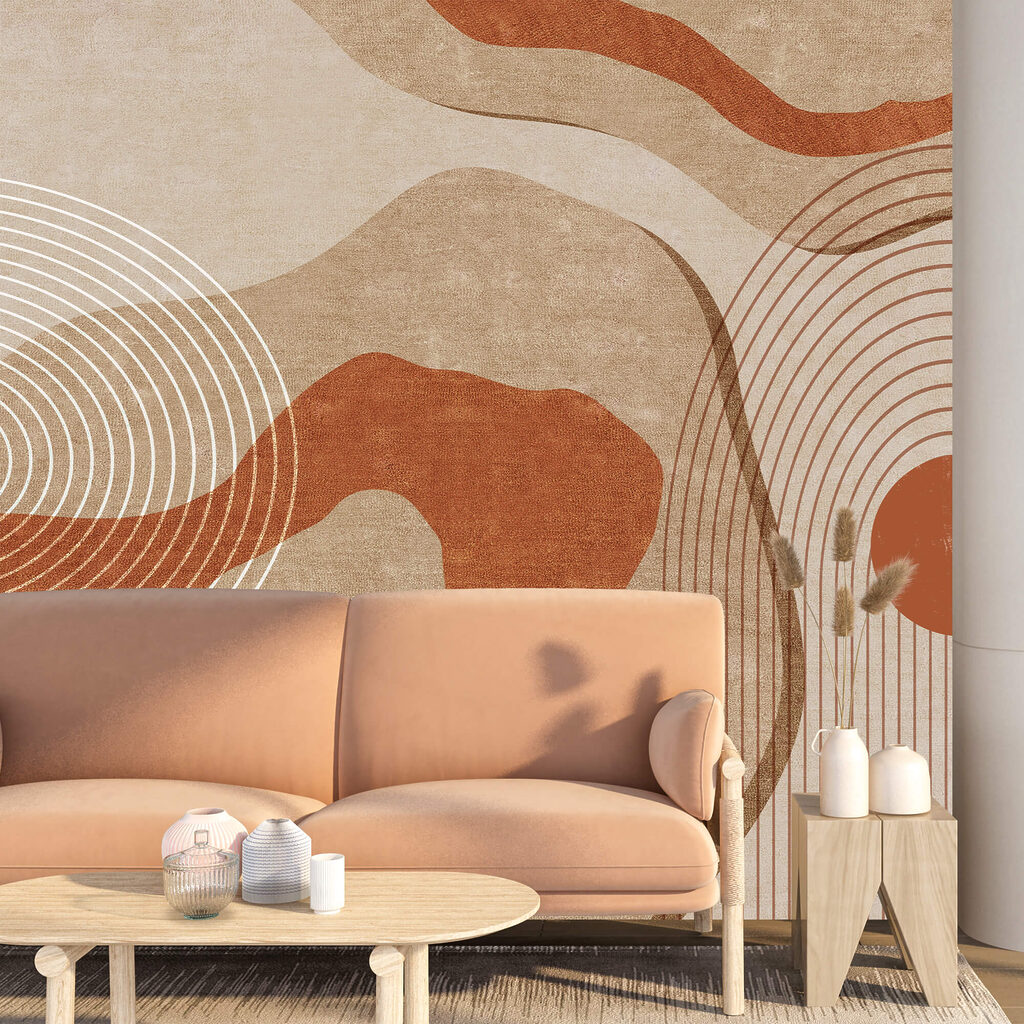 Arte abstrata a castanho e branco