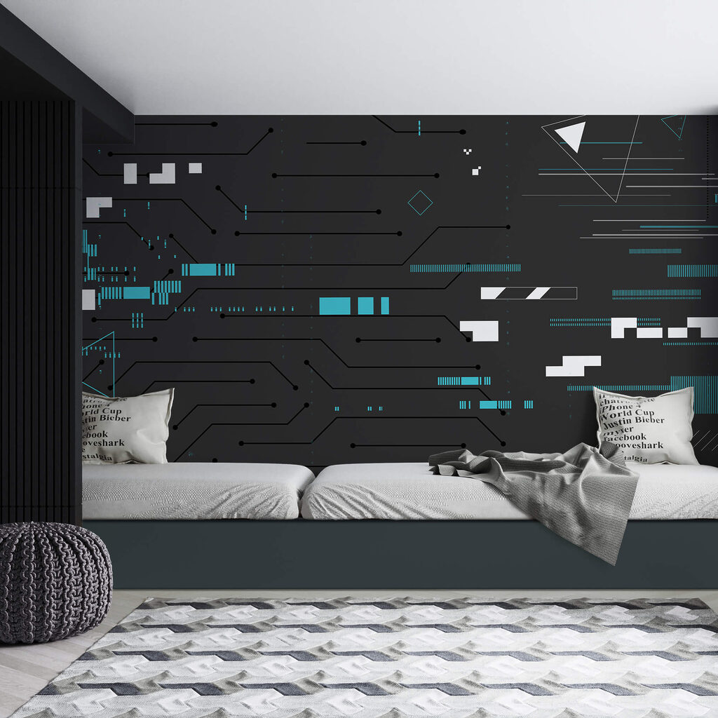 Fundo preto com muitas linhas e pontos