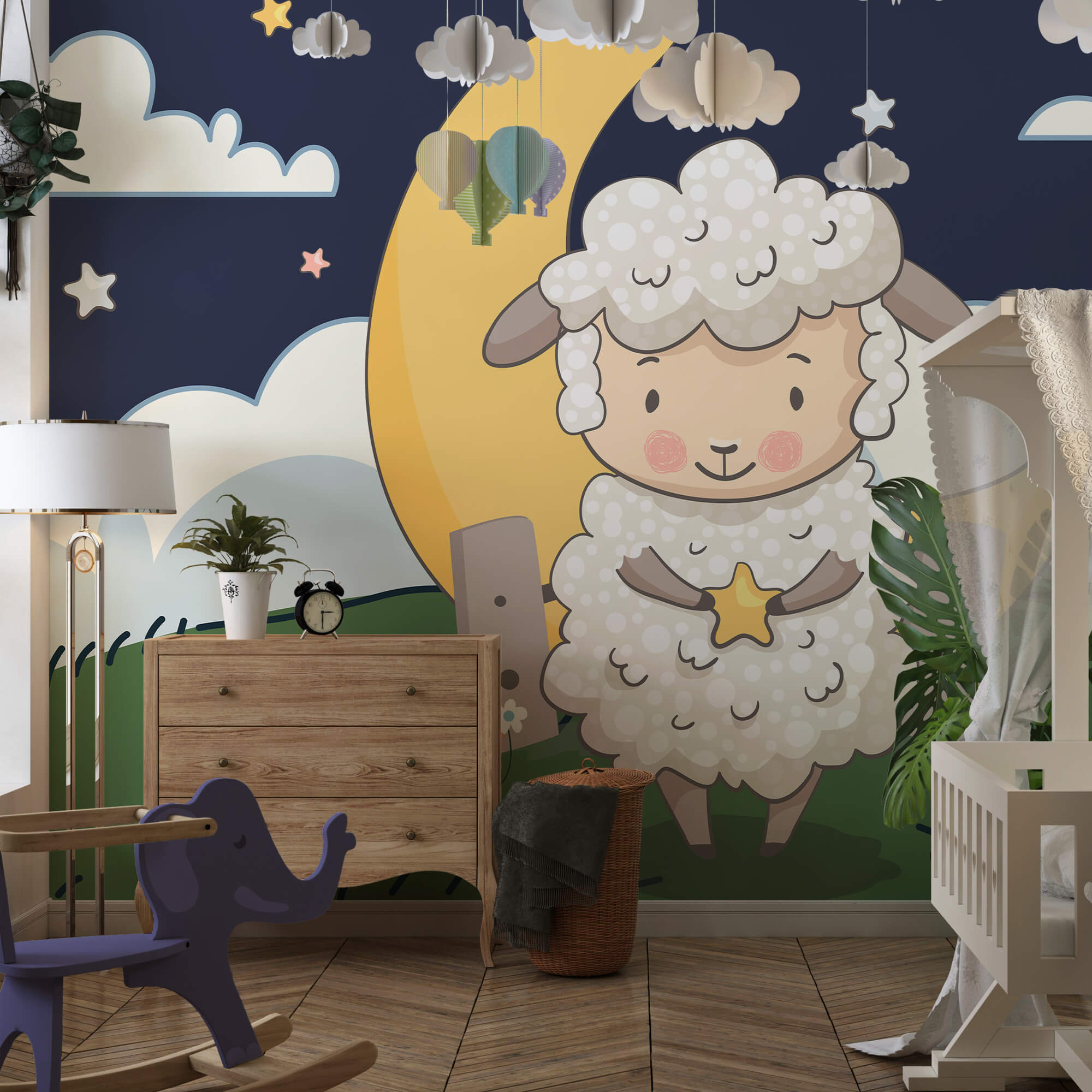 Desenho animado de uma ovelha a segurar uma estrela Desenho animado de uma ovelha a segurar uma estrela