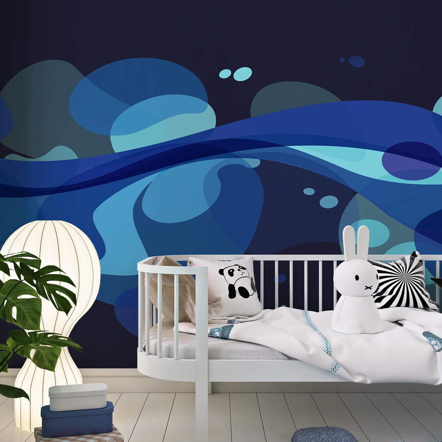 Desenho de remoinho azul e branco