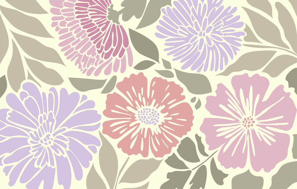 Padrão floral colorido com folhas Padrão floral colorido com folhas