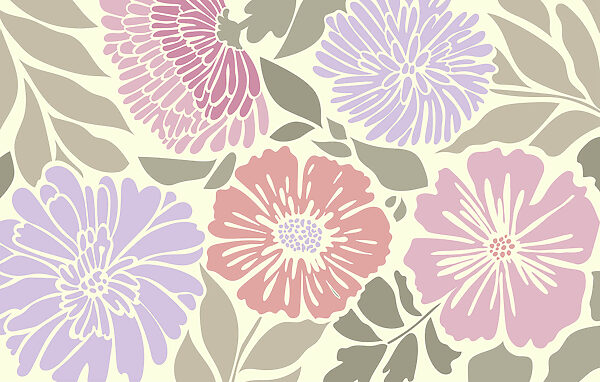 Padrão floral colorido com folhas Padrão floral colorido com folhas