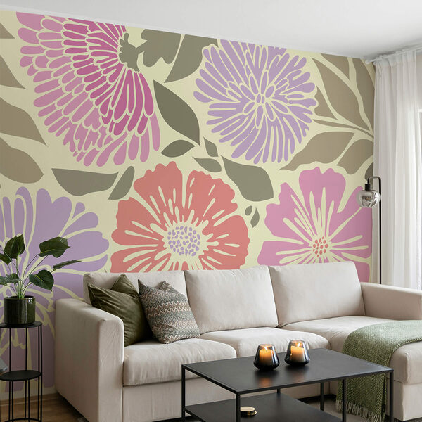 Padrão floral colorido com folhas Padrão floral colorido com folhas