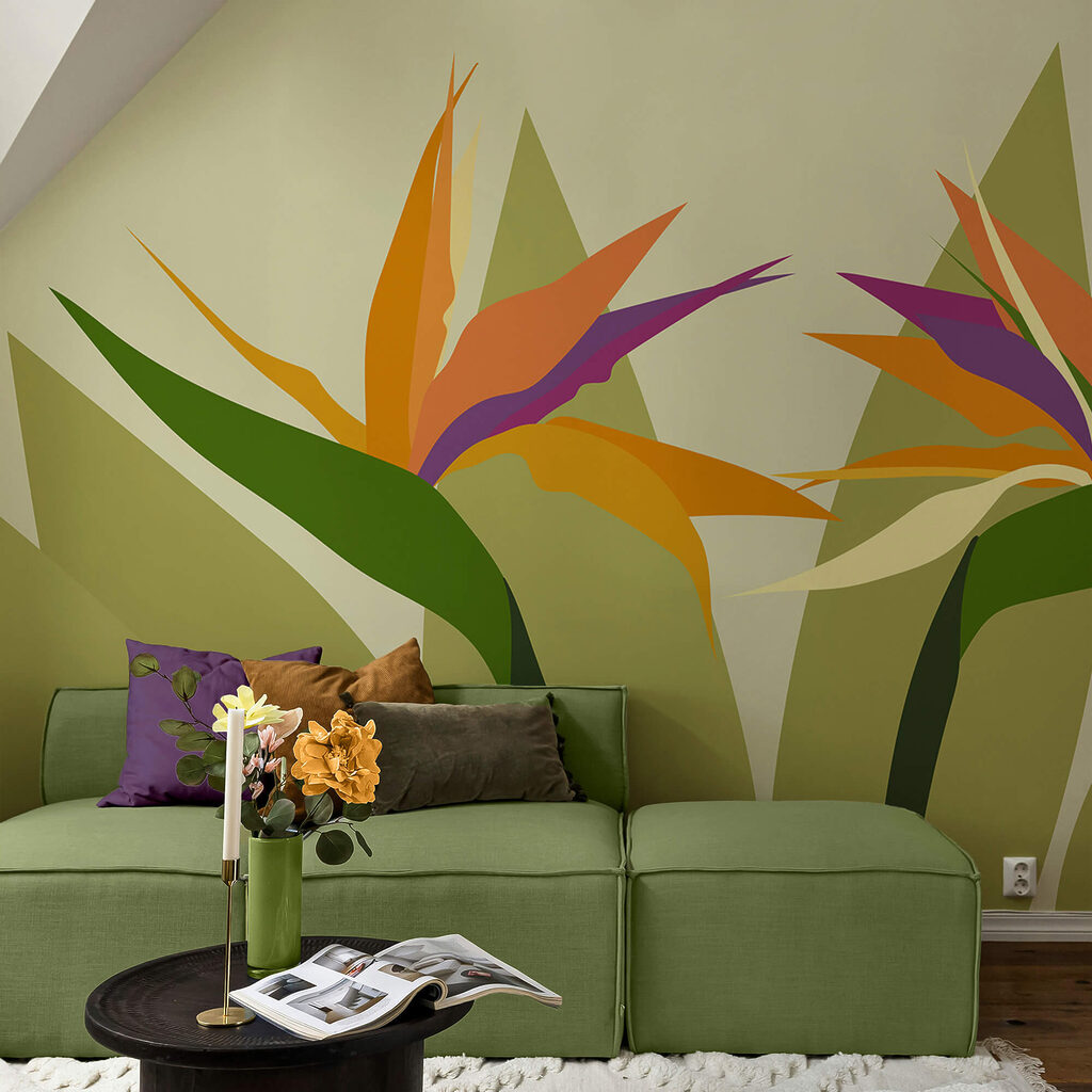 Flores coloridas em caules verdes