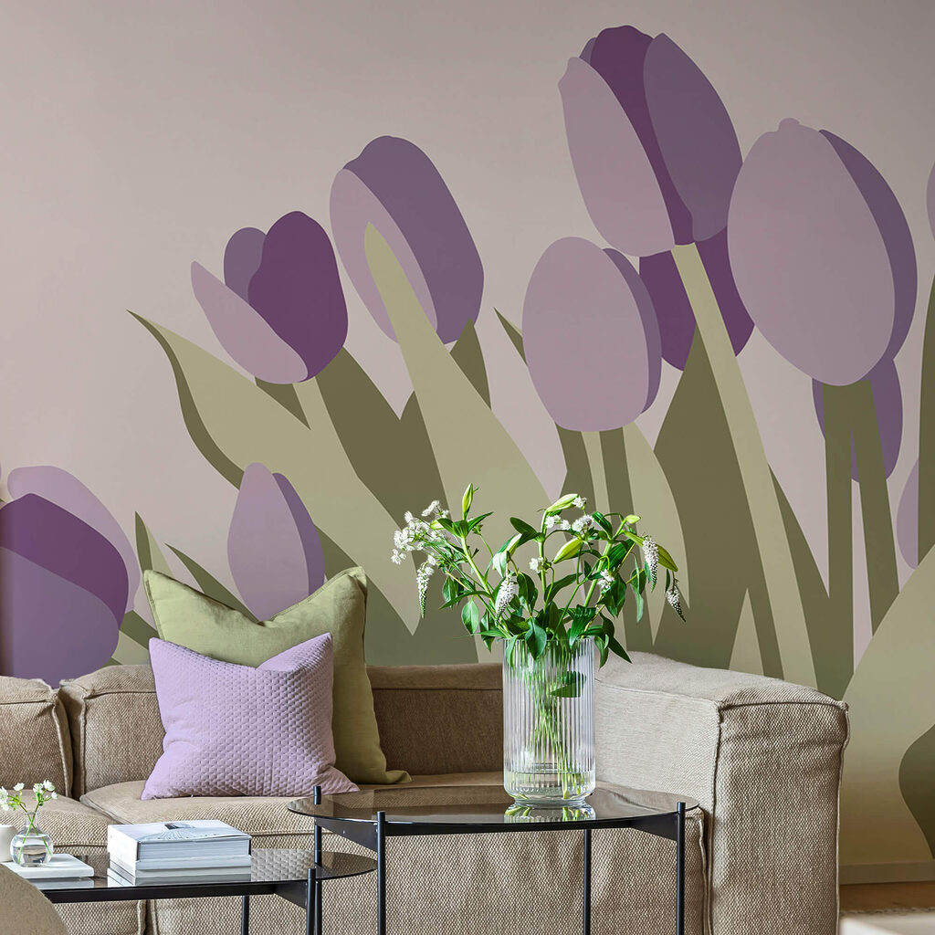 Ramo de tulipas roxas