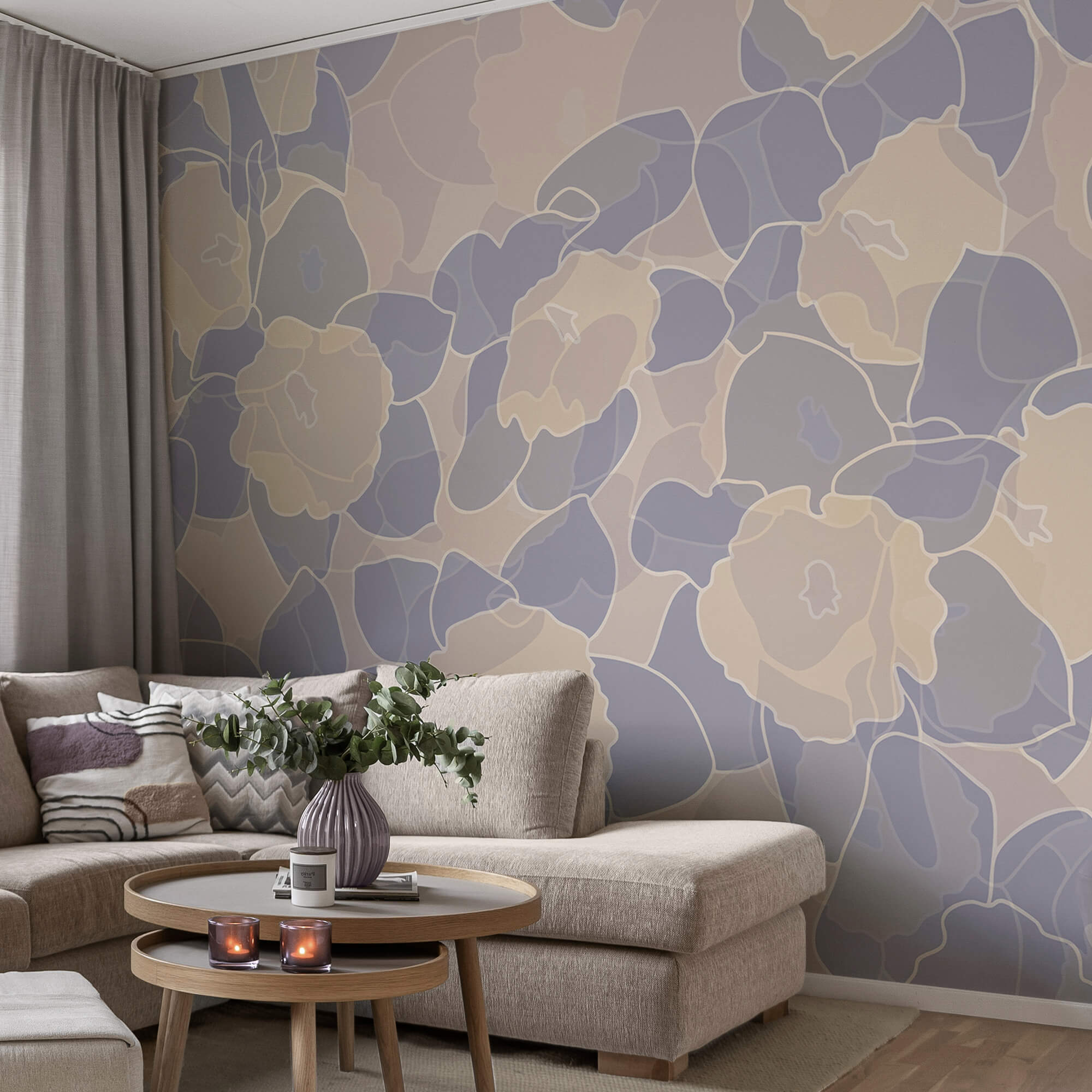 Padrão de flores e folhas