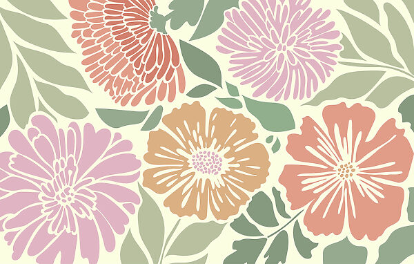 O padrão floral colorido ilumina qualquer espaço O padrão floral colorido ilumina qualquer espaço