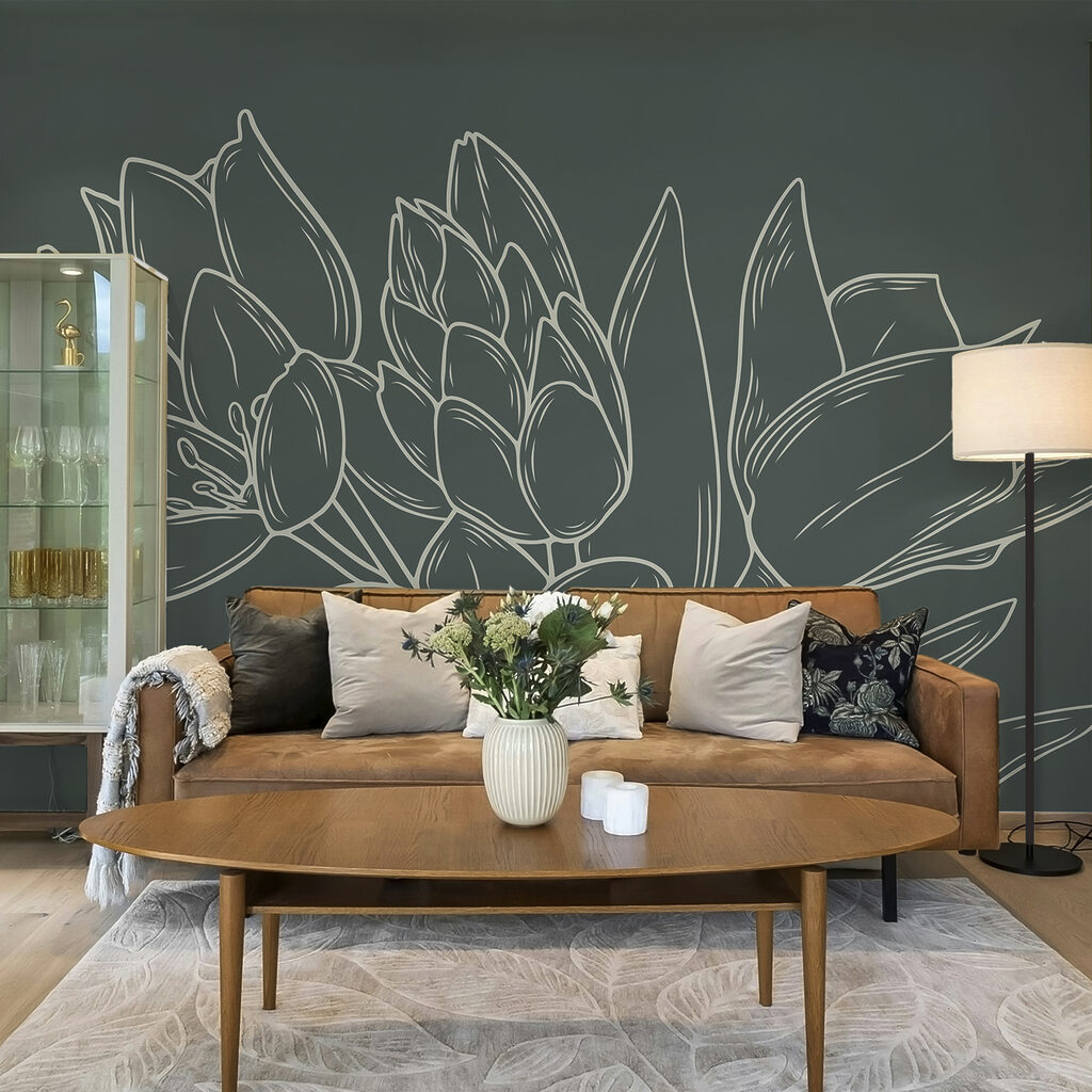 Desenho de flores numa planta