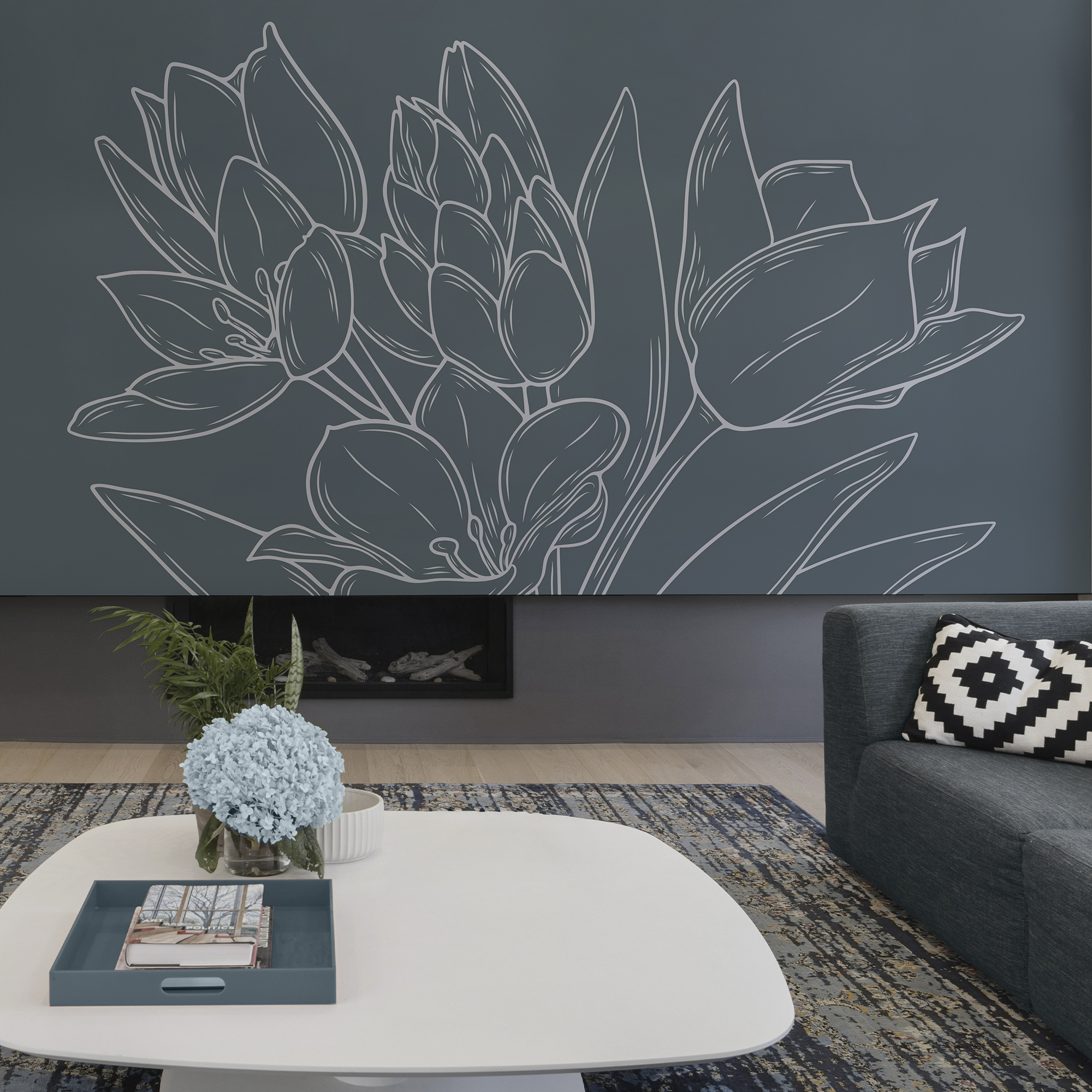 Flores delicadas sobre um fundo escuro