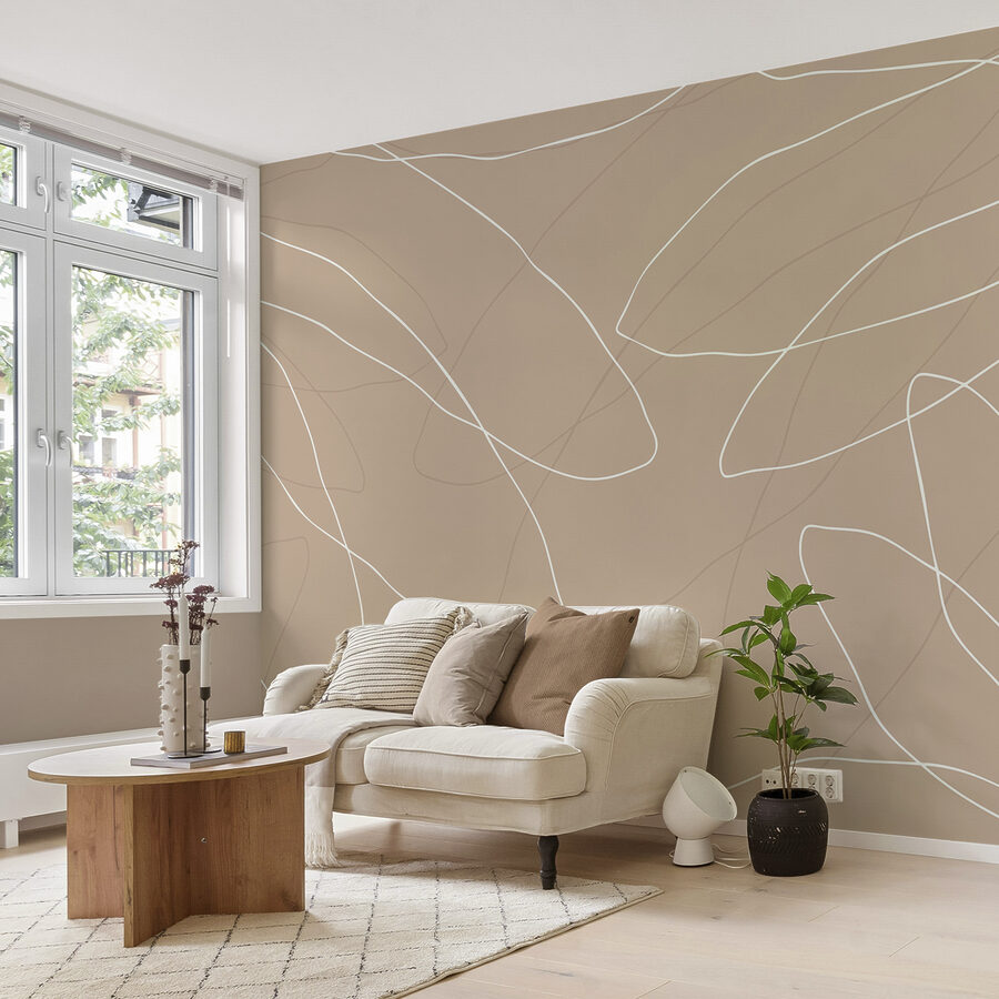 Papel de parede Fundo castanho e branco com linhas