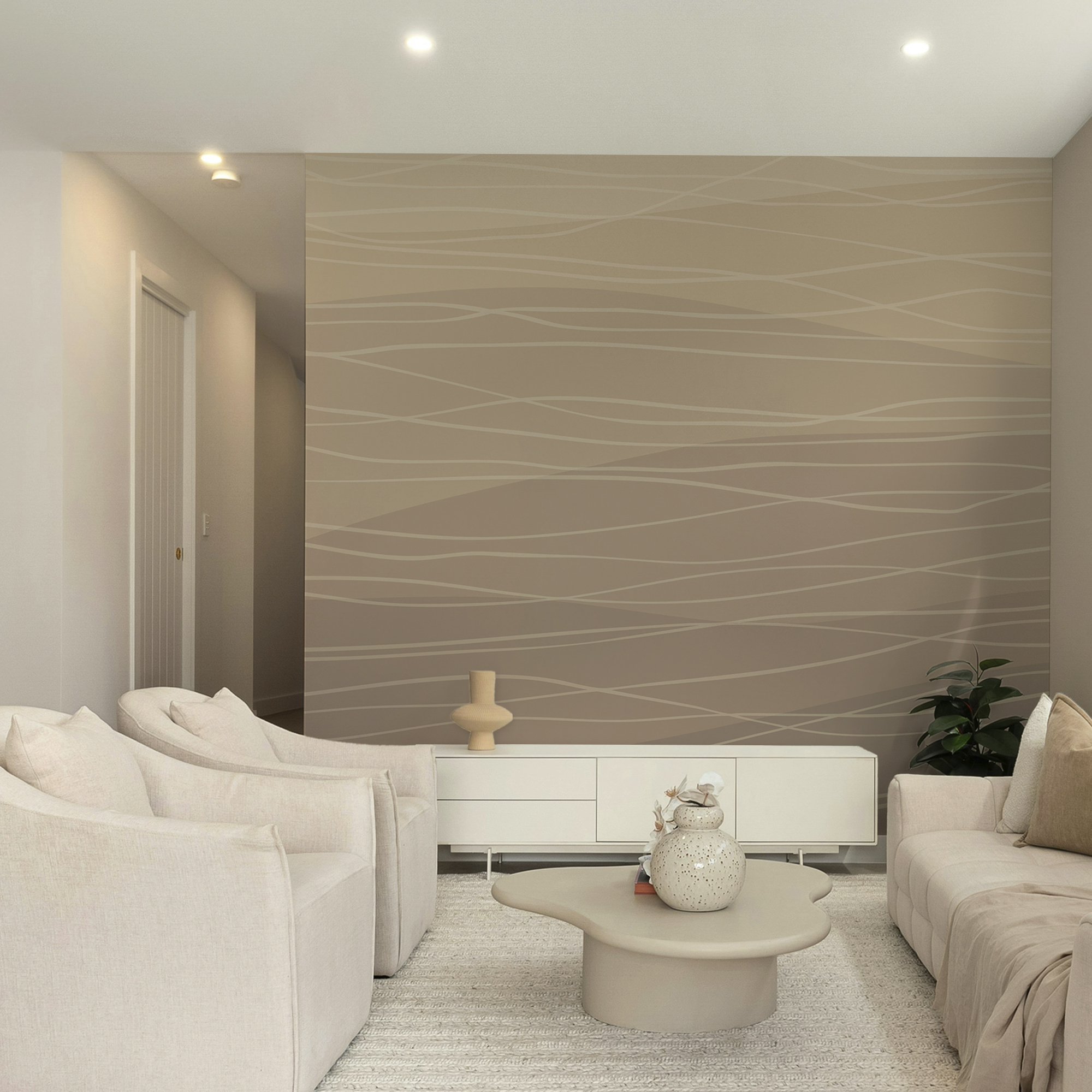 Linhas onduladas castanhas e brancas