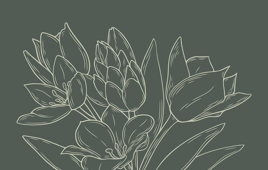 Desenho de flores numa planta