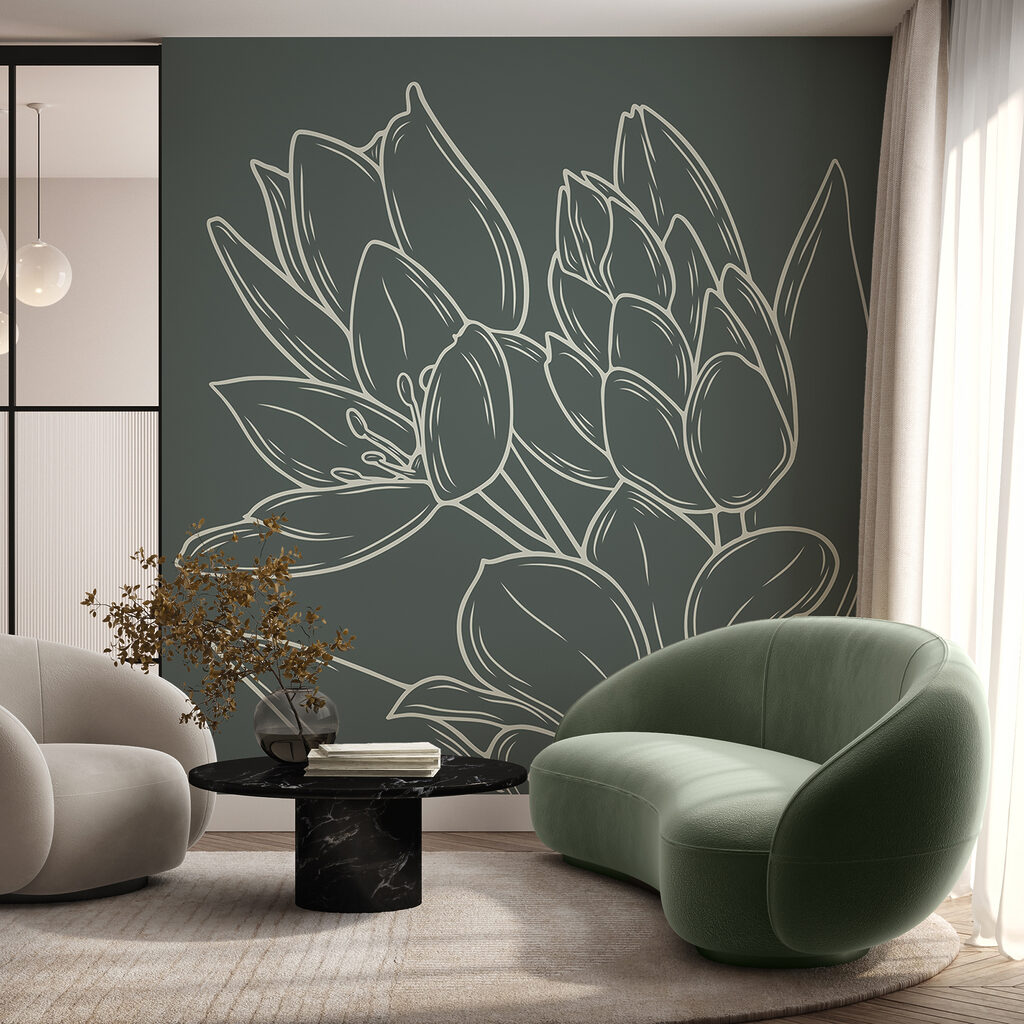 Desenho de flores numa planta