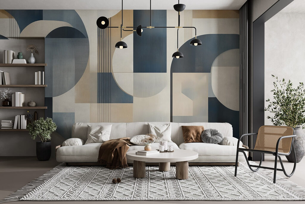 Peça de arte colorida com formas curvas Peça de arte colorida com formas curvas