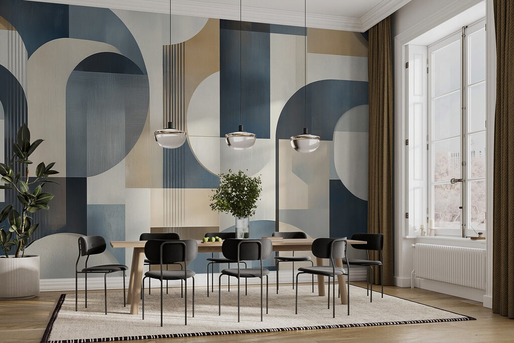 Peça de arte colorida com formas curvas Peça de arte colorida com formas curvas