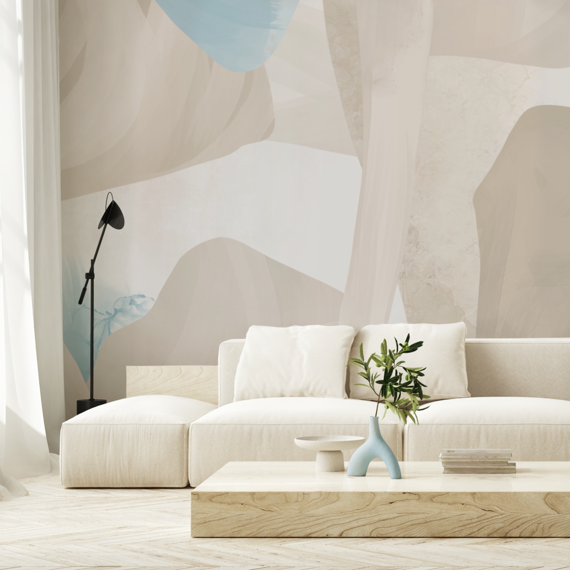 Formas abstractas em cores suaves