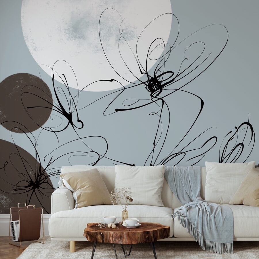 Desenho de flores e círculos