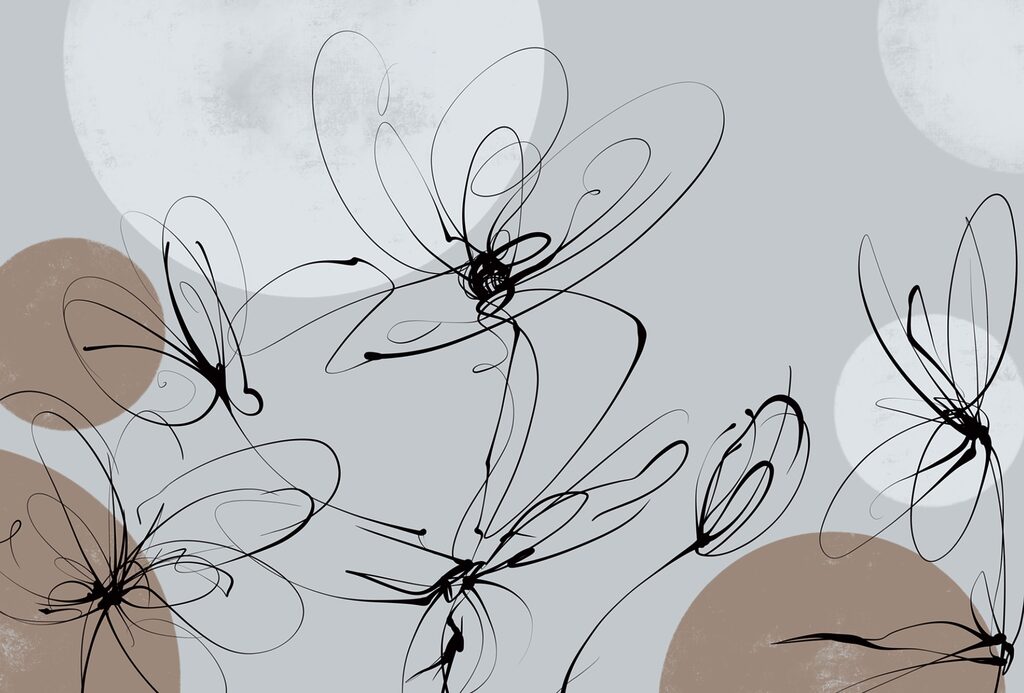 Desenho de flores com círculos e pontos Desenho de flores com círculos e pontos