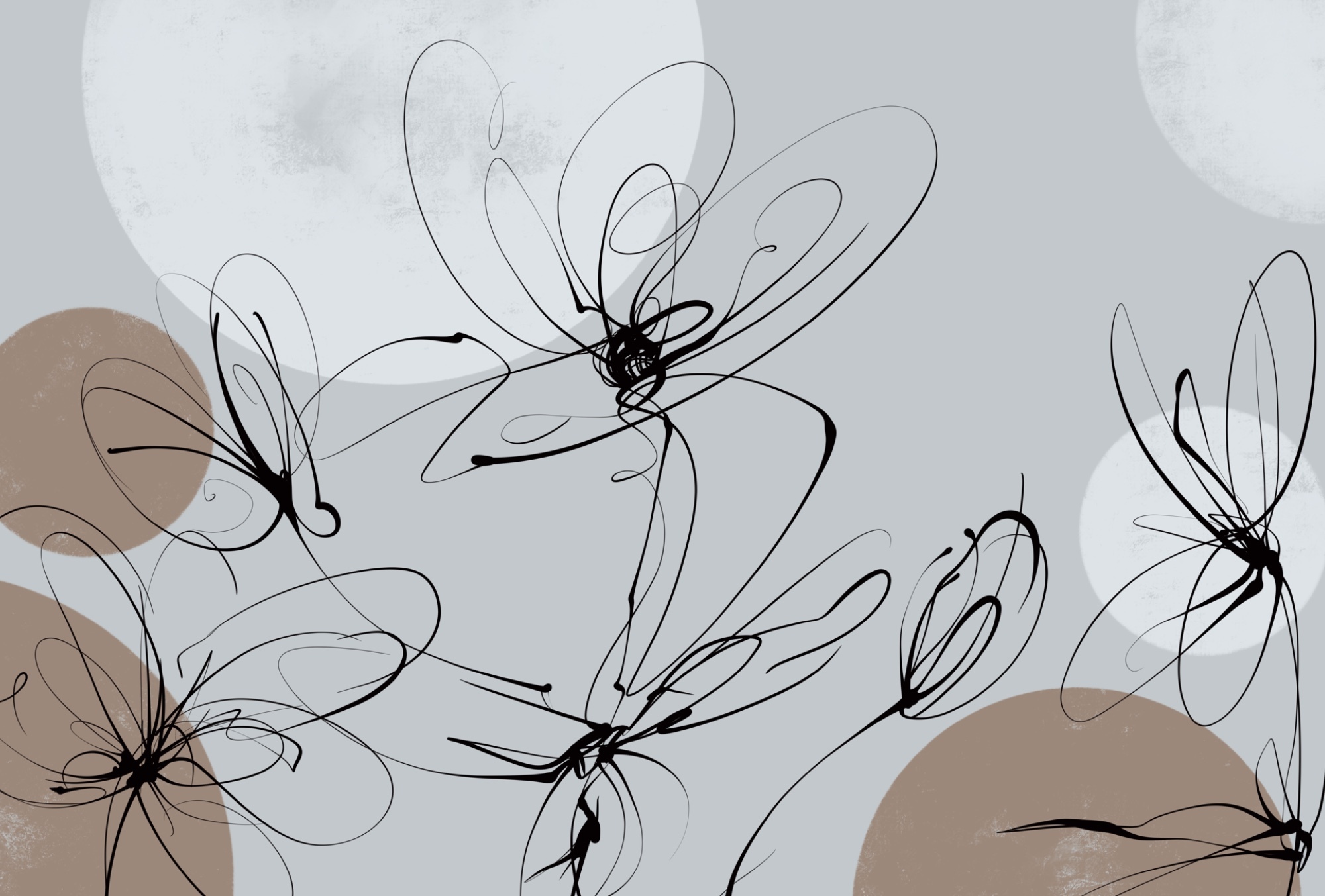 Desenho de flores com círculos e pontos t00145v1p - Desenho de flores com círculos e pontos